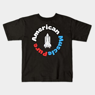 Pure American Muscle Space Shuttle circular design Kids T-Shirt